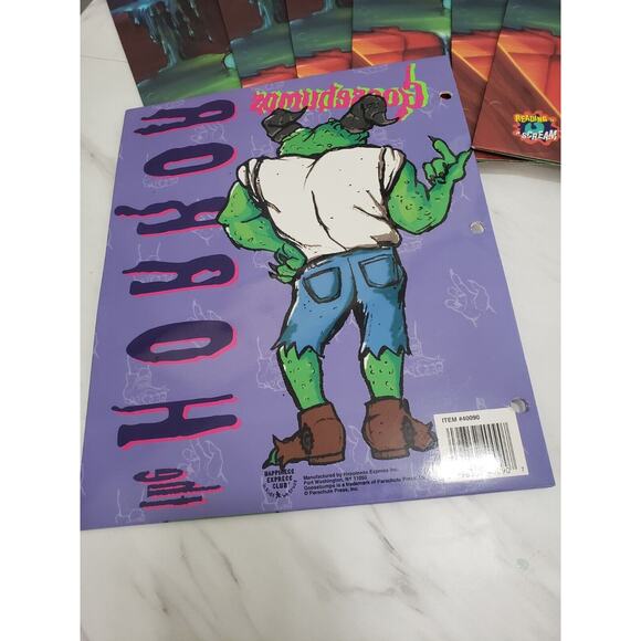 7 Vintage Goosebumps Folders R.L Stine Curly Monster Blood Horror 90's Deadstock - Picture 5 of 9